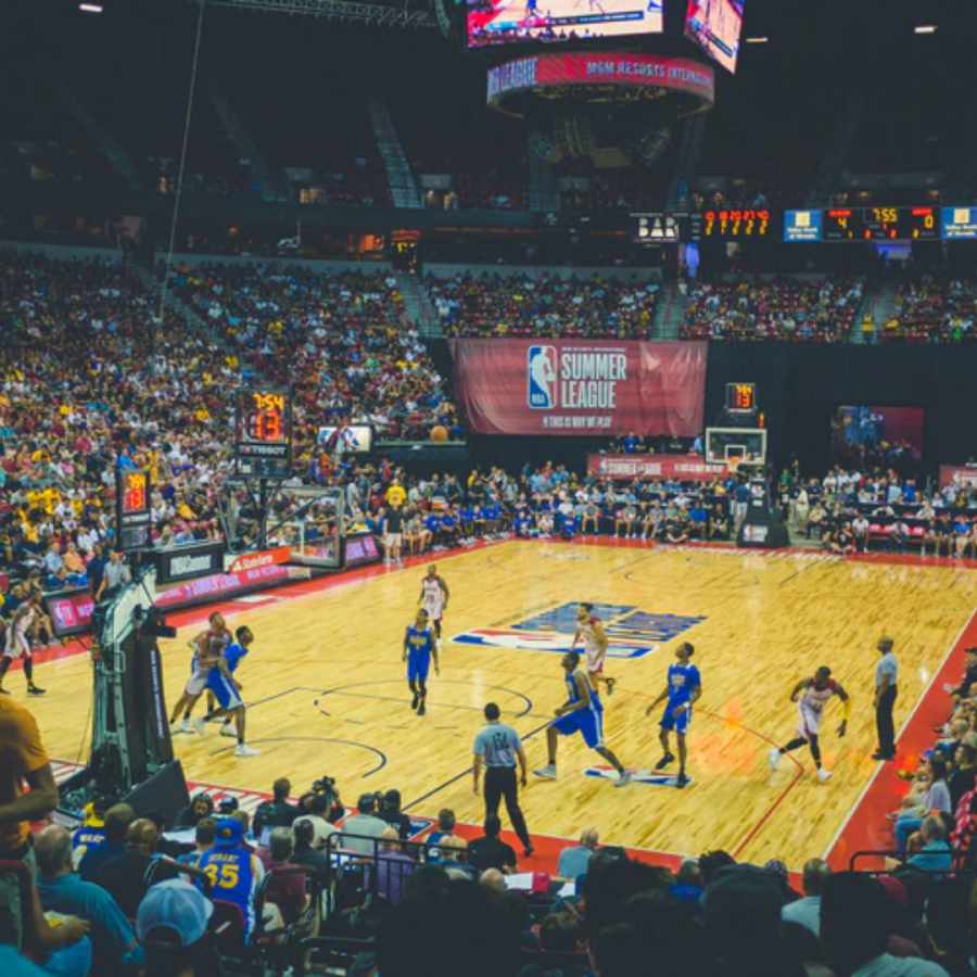 A professional basketball team competes in the NBA summer league.