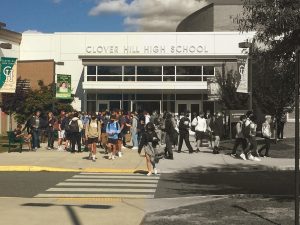 Students outside the current Clover Hill High.
