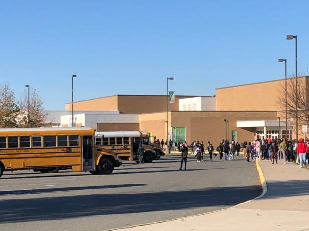 The bus loop at Clover Hill High School has seen an increase in late and double-back busses throughout the 2021-2022 school year.