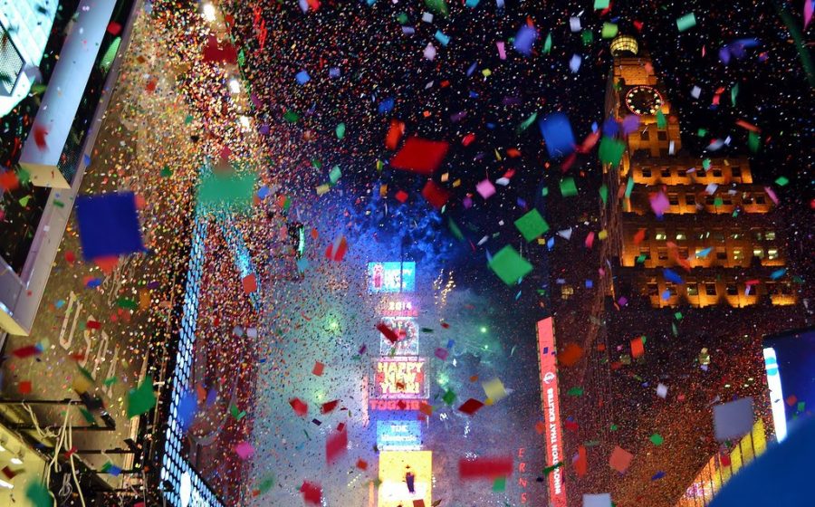 This years New Years celebration in New York Citys Times Square. 