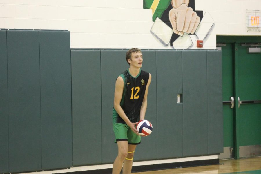Bryce Matthews wass recognized as the only senior on the boys volleyball team.