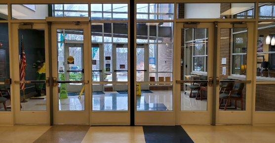 The new doors by the office, which add another layer of security