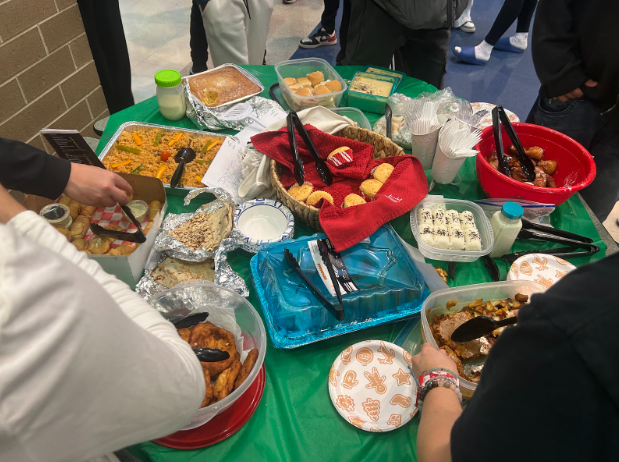 Table spread of some of the foods everyone brought