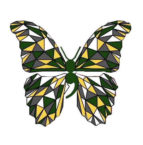 Morgan's Message butterfly logo with Clover Hill's school colors