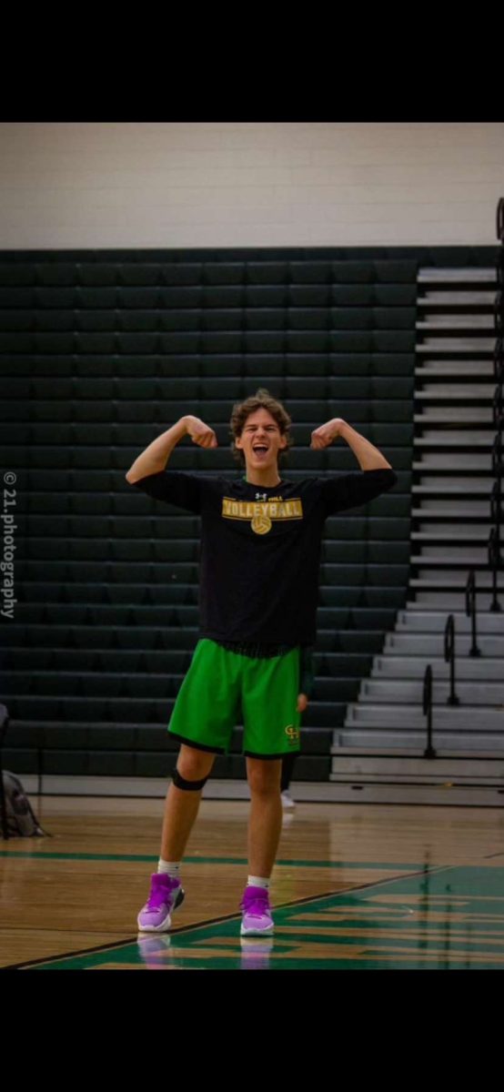 Everett Aileo playing volleyball during his senior night, taken by Landon Rothschild
