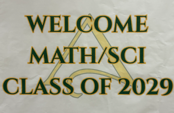 Poster welcoming the Math/Sci class of 2029