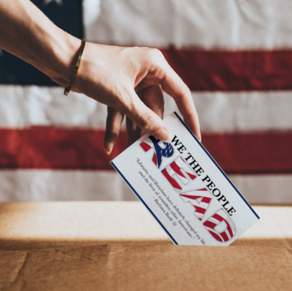 Image encouraging people to reach out to elected officials to maintain library's federal funding. 
