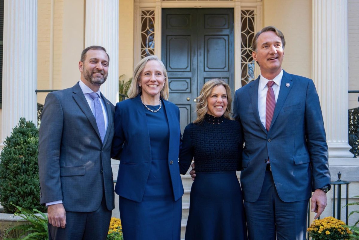 The Youngkin family welcomes Abigail and Adam Spanberger to the Executive Mansion after Her Excellency's election success.