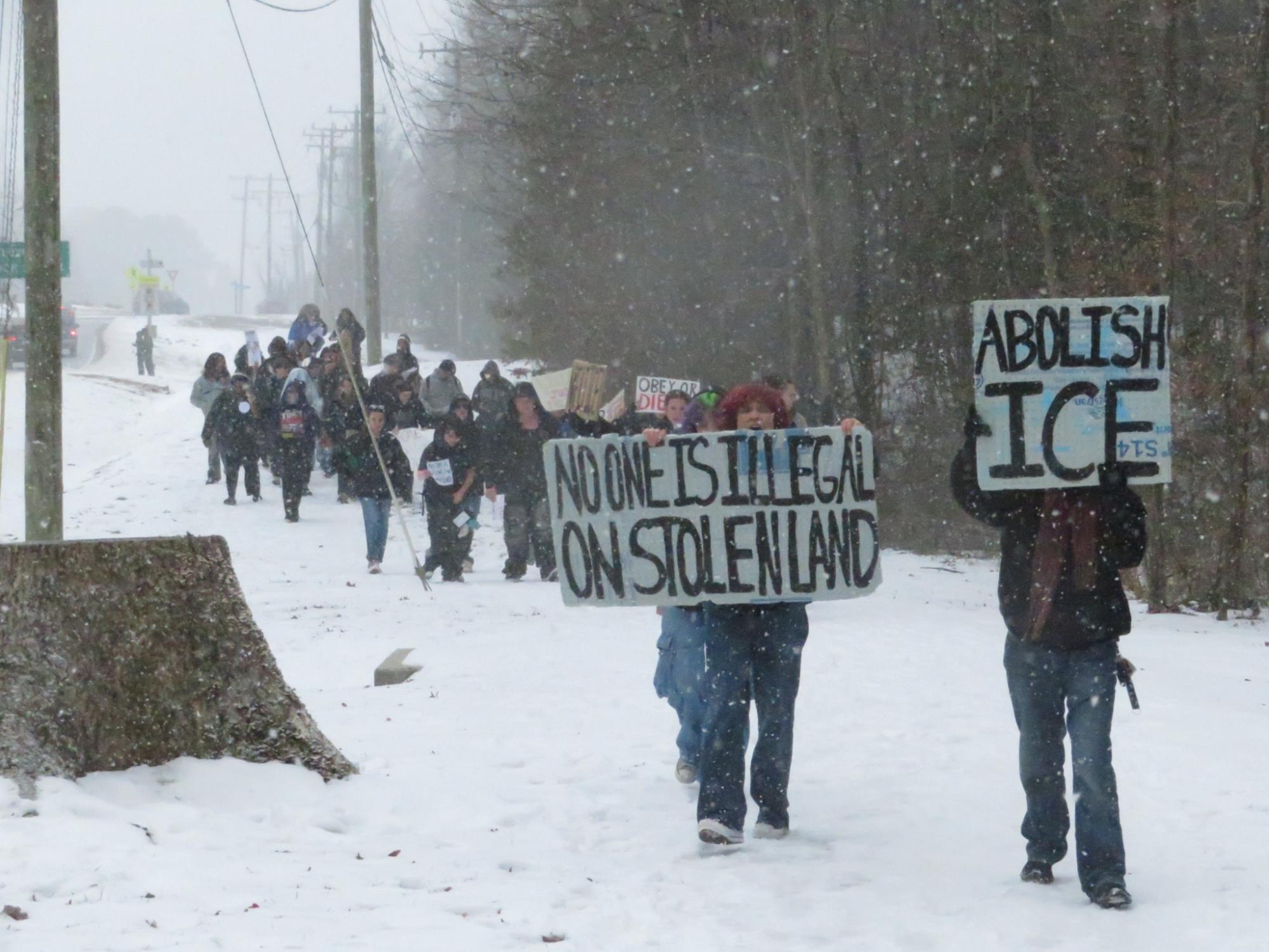 Passionate students walk out to 'melt ice' in snowstorm