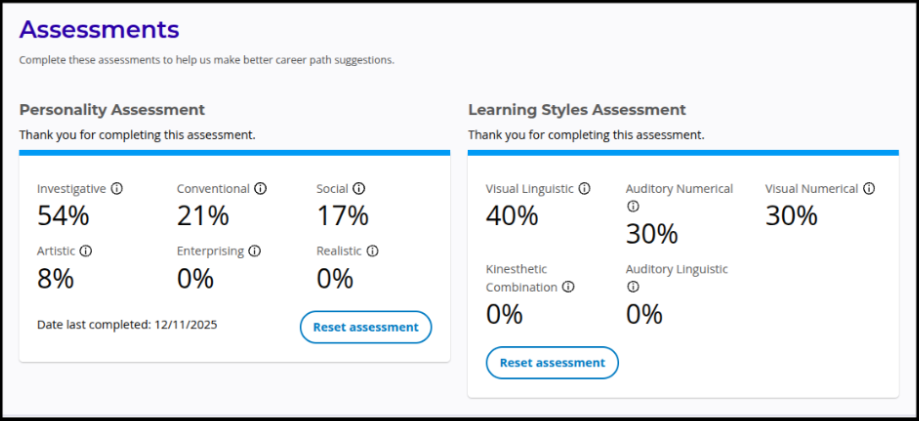 A screenshot from MajorClarity depicting one of the resources provided to students regarding career selection.