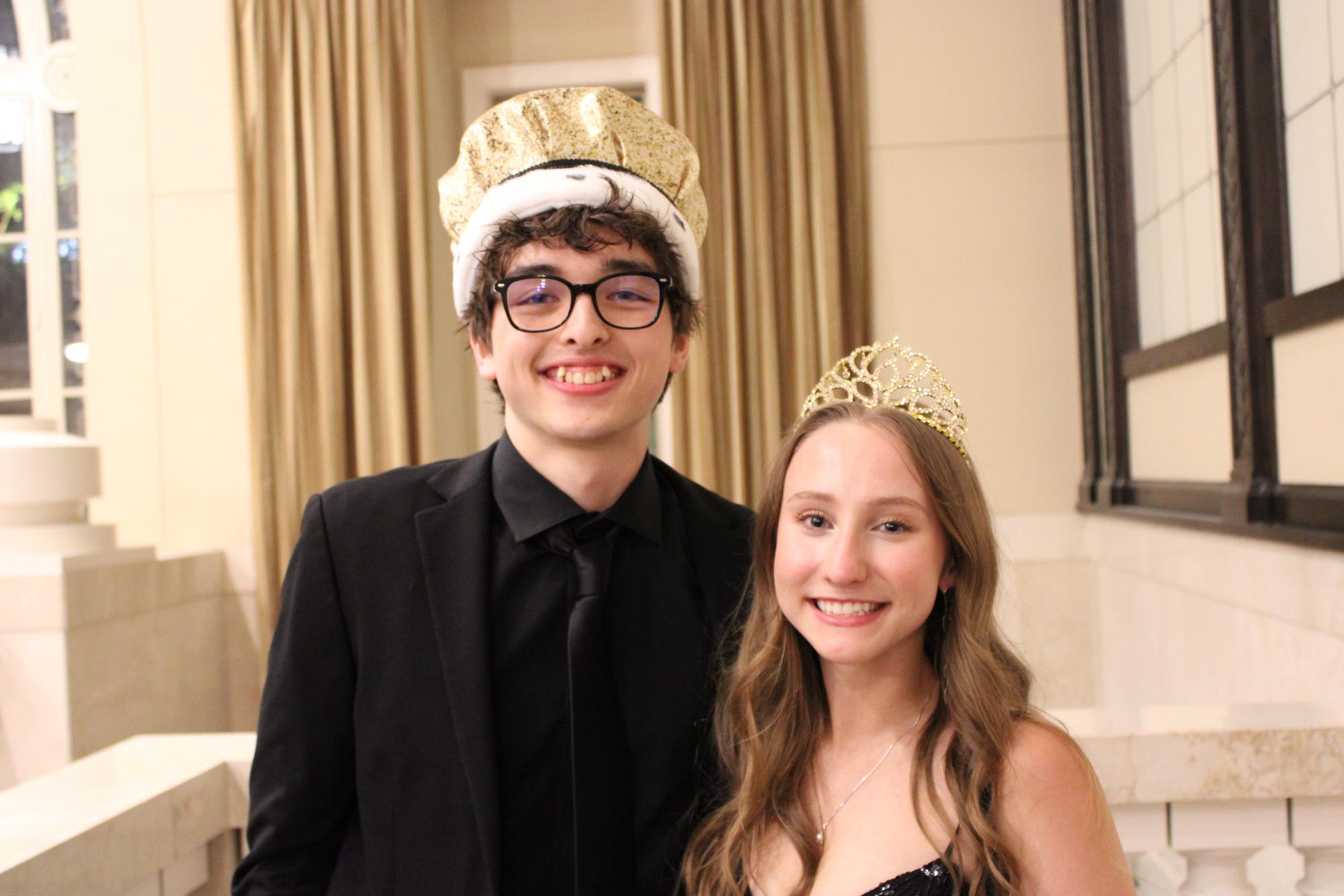 Prom King and Queen, Bryce Powers and Natalie Cutchins, posing for a photo