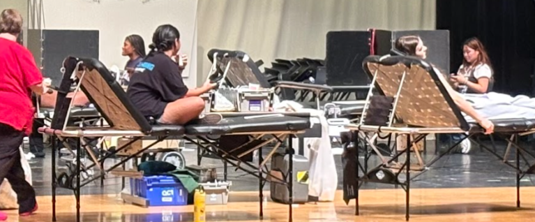 The photo depicts a portion of the most recent blood drive
